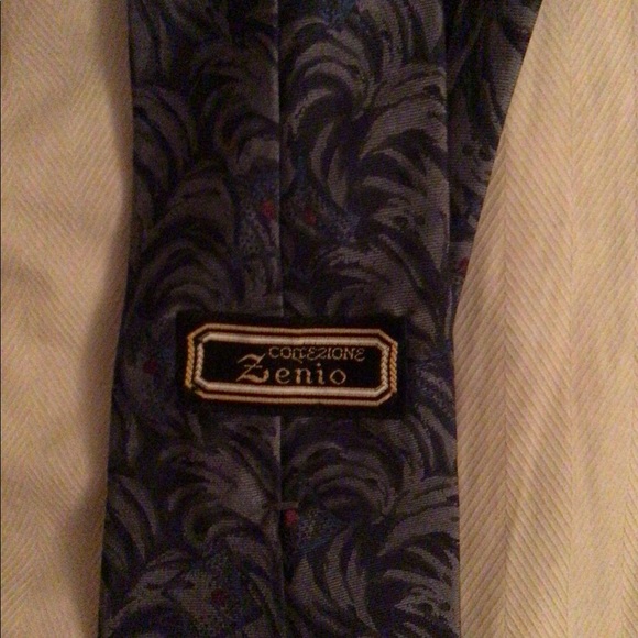 Zenio Dark Blue Paisley Tie - Picture 2 of 5